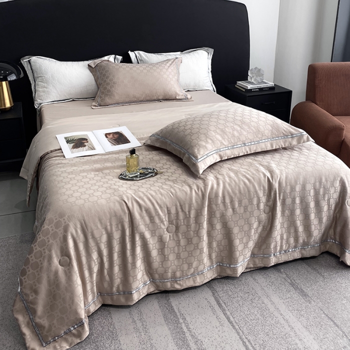 91家纺网 家纺一手货源 找家纺 优悦 2023新款提花冰丝夏被套件系列 罗马-香槟