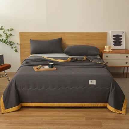 猎鹿人 2023新款纯色水洗棉纱棉花夏被 曜石黑