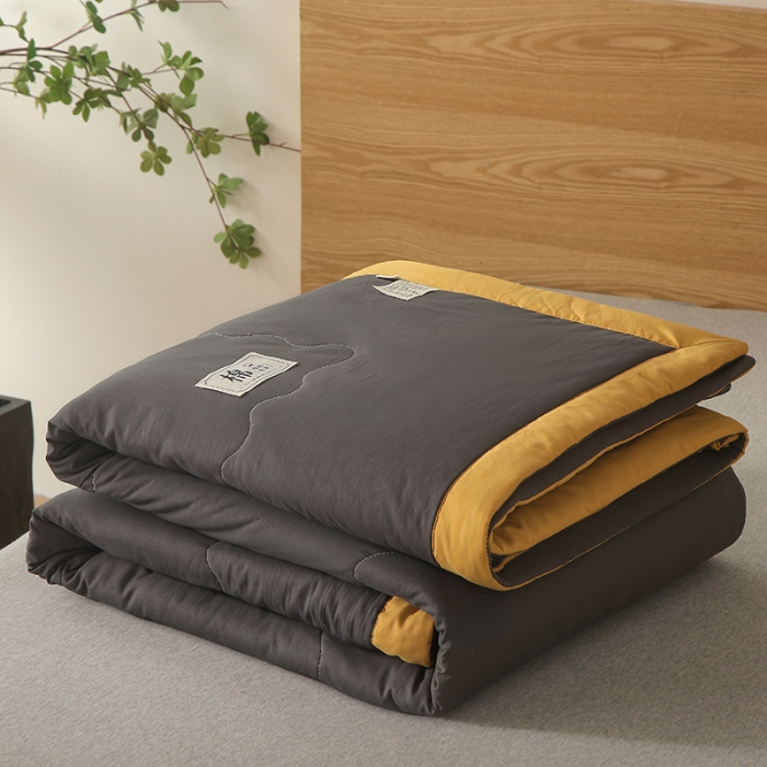 91家纺网 家纺一手货源 找家纺 猎鹿人 2023新款纯色水洗棉纱棉花夏被 曜石黑