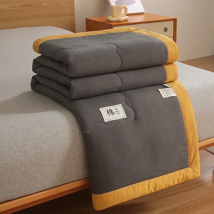 91家纺网 家纺一手货源 找家纺 猎鹿人 2023新款纯色水洗棉纱棉花夏被 曜石黑