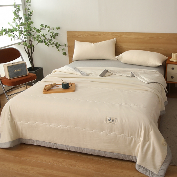 91家纺网 家纺一手货源 找家纺 猎鹿人 2023新款纯色水洗棉纱棉花夏被 云朵白