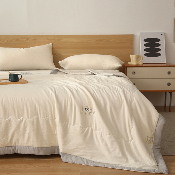 91家纺网 家纺一手货源 找家纺 猎鹿人 2023新款纯色水洗棉纱棉花夏被 云朵白