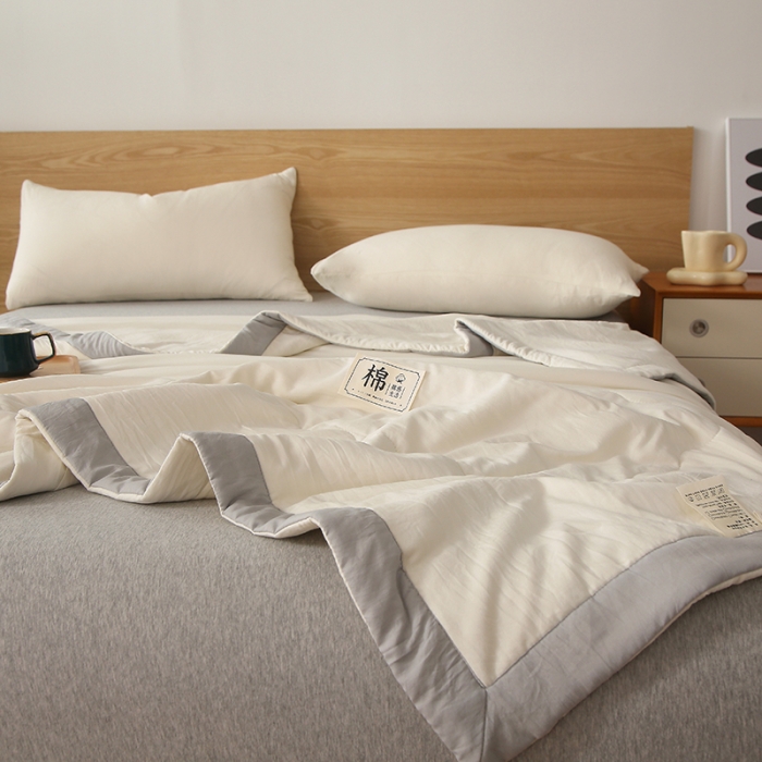 91家纺网 家纺一手货源 找家纺 猎鹿人 2023新款纯色水洗棉纱棉花夏被 云朵白