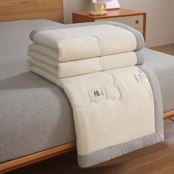 91家纺网 家纺一手货源 找家纺 猎鹿人 2023新款纯色水洗棉纱棉花夏被 云朵白