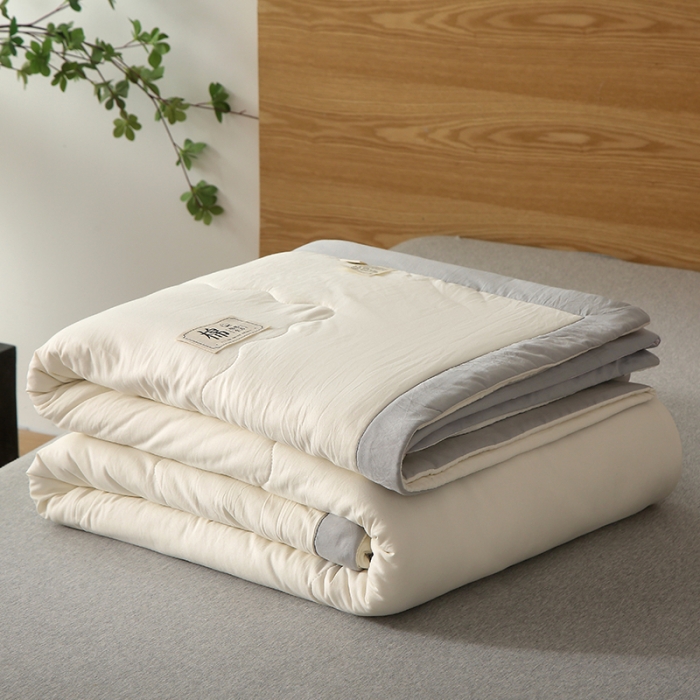 91家纺网 家纺一手货源 找家纺 猎鹿人 2023新款纯色水洗棉纱棉花夏被 云朵白