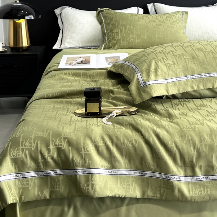 91家纺网 家纺一手货源 找家纺 优悦 2023新款提花冰丝夏被套件系列 仲夏-绿