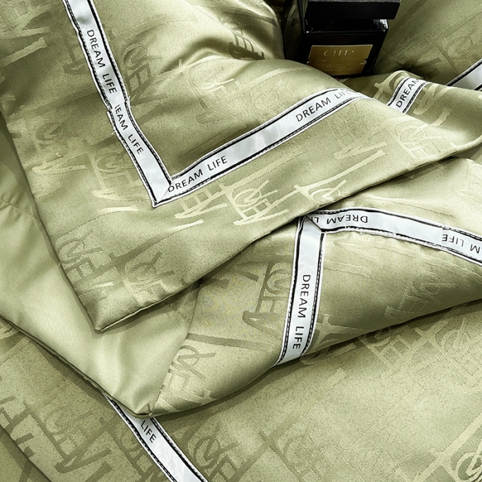 91家纺网 家纺一手货源 找家纺 优悦 2023新款提花冰丝夏被套件系列 仲夏-绿
