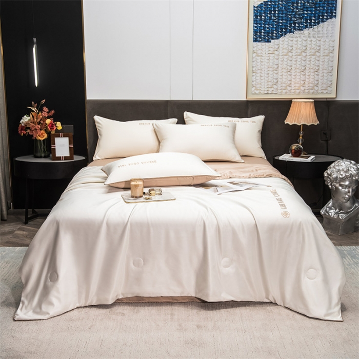 91家纺网 家纺一手货源 找家纺 骏腾2023新款水洗冰丝夏被-终板山茶花5夏被套件 山茶-贵族白