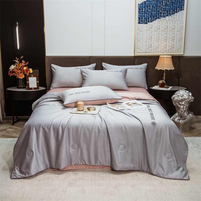 91家纺网 家纺一手货源 找家纺 骏腾2023新款水洗冰丝夏被-终板山茶花5夏被套件 山茶-青石蓝