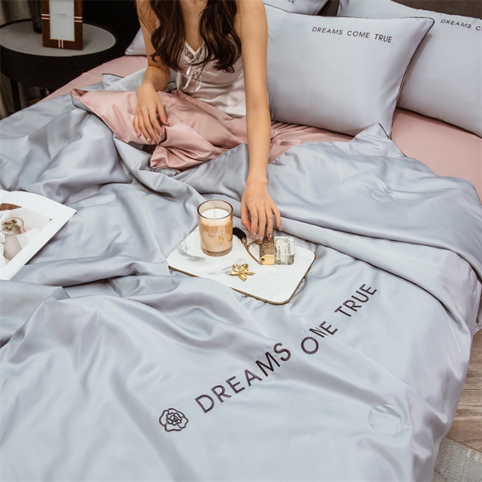 91家纺网 家纺一手货源 找家纺 骏腾2023新款水洗冰丝夏被-终板山茶花5夏被套件 山茶-青石蓝