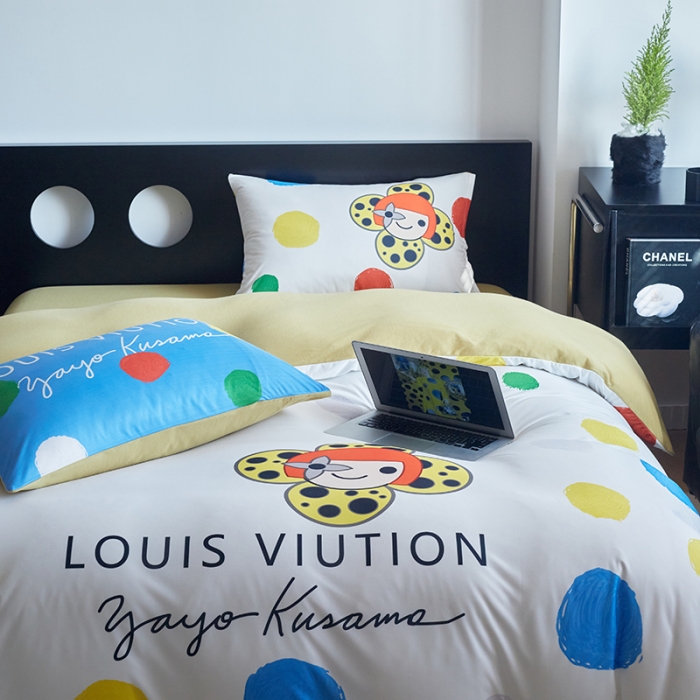 91家纺网 家纺一手货源 找家纺 花沐2023新款全棉针织棉四件套 波点白