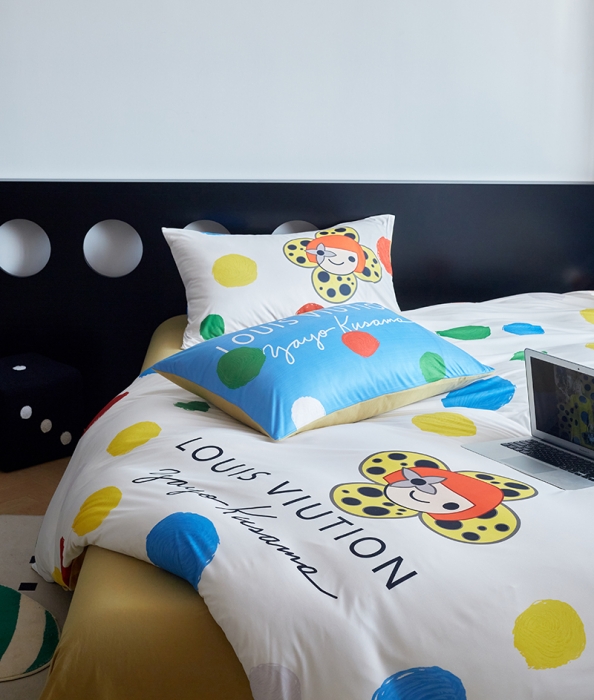 91家纺网 家纺一手货源 找家纺 花沐2023新款全棉针织棉四件套 波点白