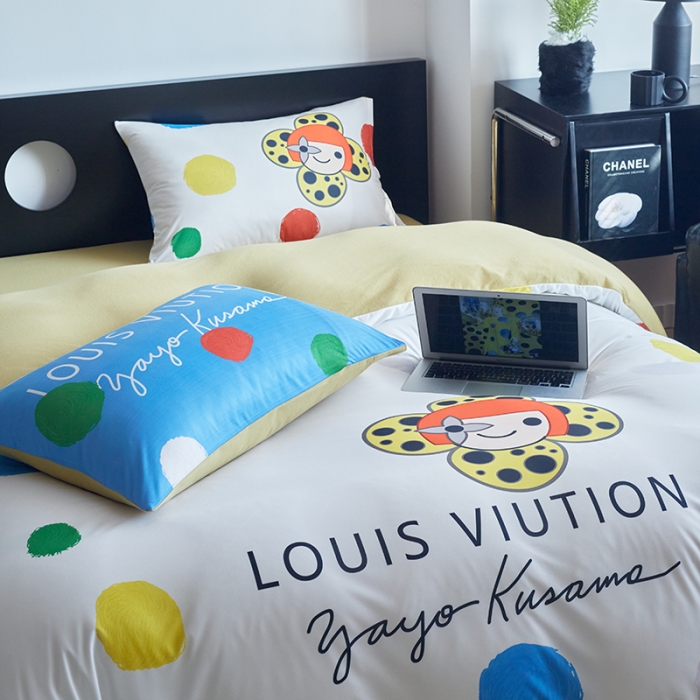 91家纺网 家纺一手货源 找家纺 花沐2023新款全棉针织棉四件套 波点白