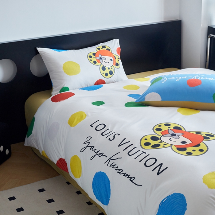 91家纺网 家纺一手货源 找家纺 花沐2023新款全棉针织棉四件套 波点白