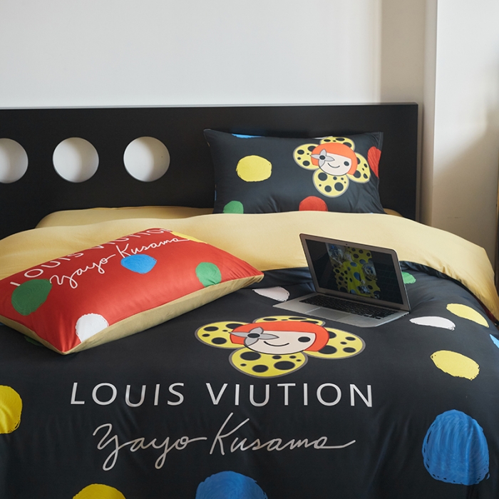 91家纺网 家纺一手货源 找家纺 花沐2023新款全棉针织棉四件套 波点黑