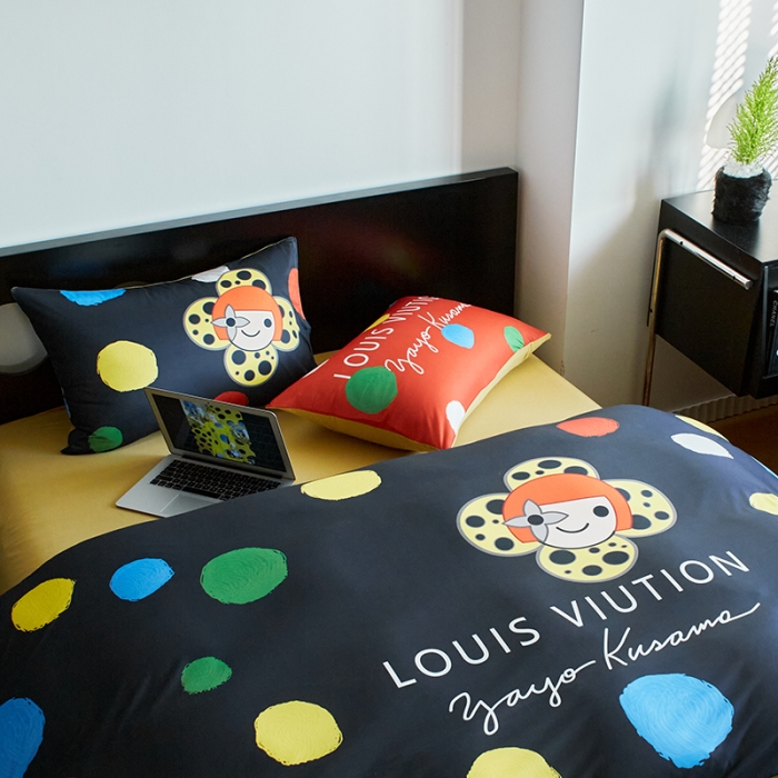 91家纺网 家纺一手货源 找家纺 花沐2023新款全棉针织棉四件套 波点黑