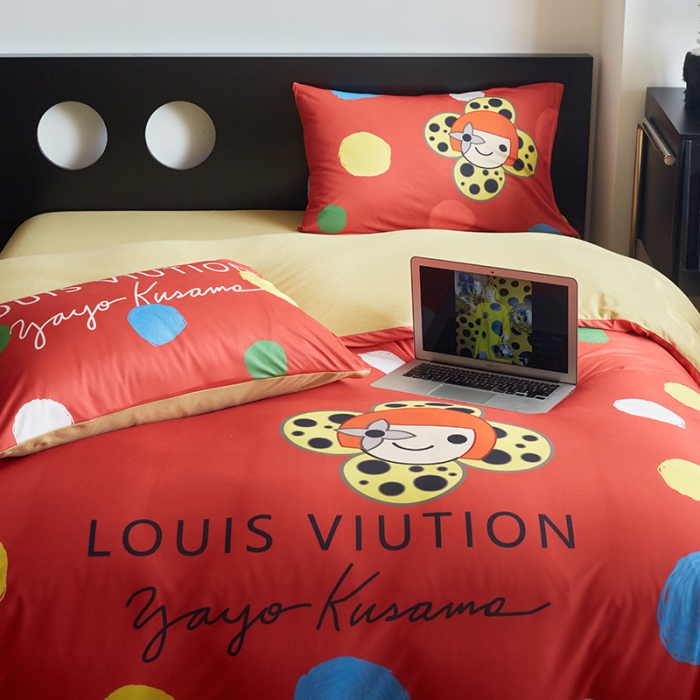 91家纺网 家纺一手货源 找家纺 花沐2023新款全棉针织棉四件套 波点红