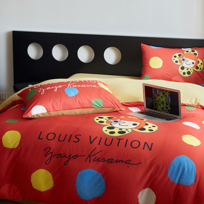 91家纺网 家纺一手货源 找家纺 花沐2023新款全棉针织棉四件套 波点红