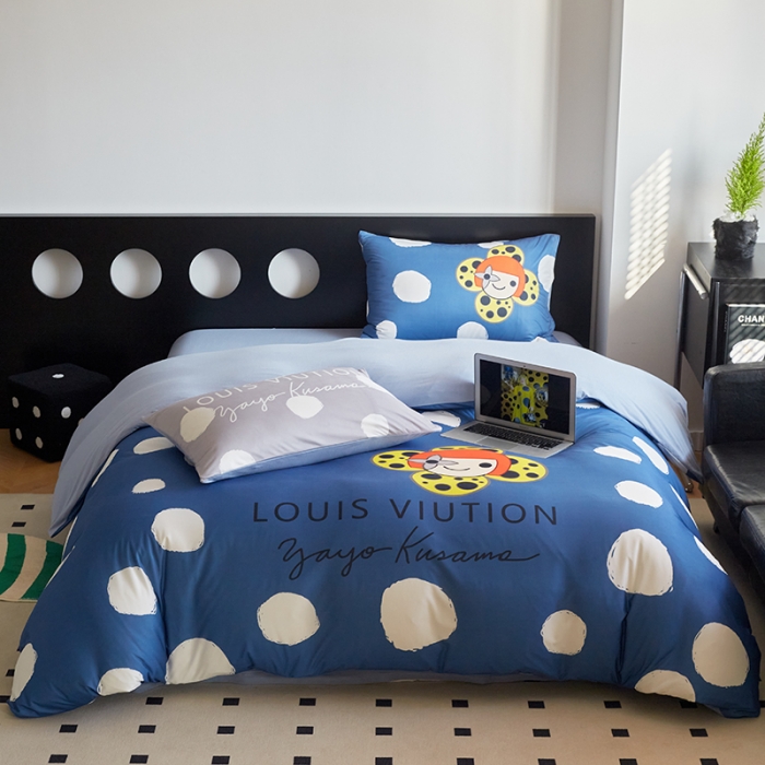 91家纺网 家纺一手货源 找家纺 花沐2023新款全棉针织棉四件套 波点兰