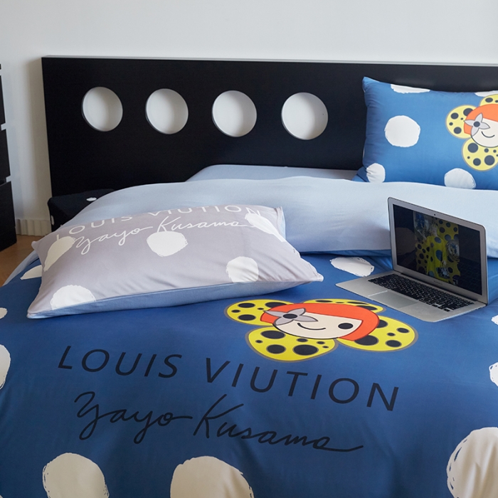 91家纺网 家纺一手货源 找家纺 花沐2023新款全棉针织棉四件套 波点兰