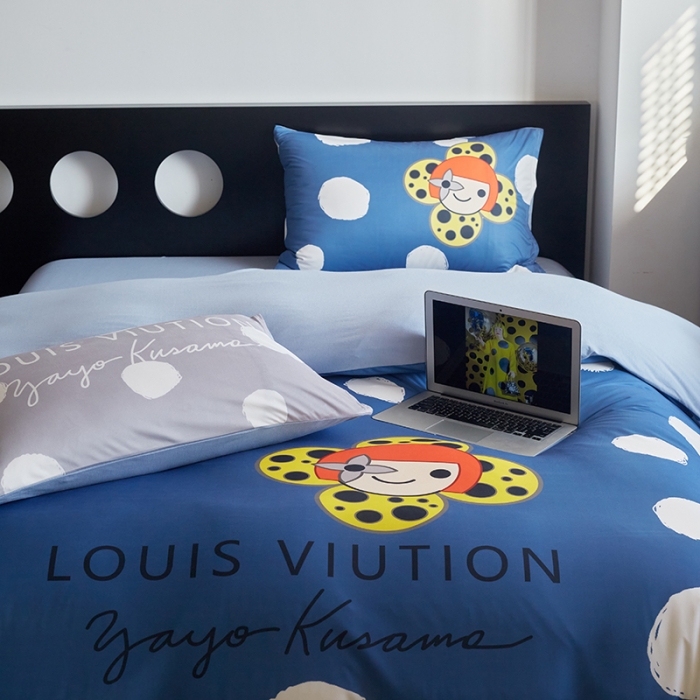 91家纺网 家纺一手货源 找家纺 花沐2023新款全棉针织棉四件套 波点兰