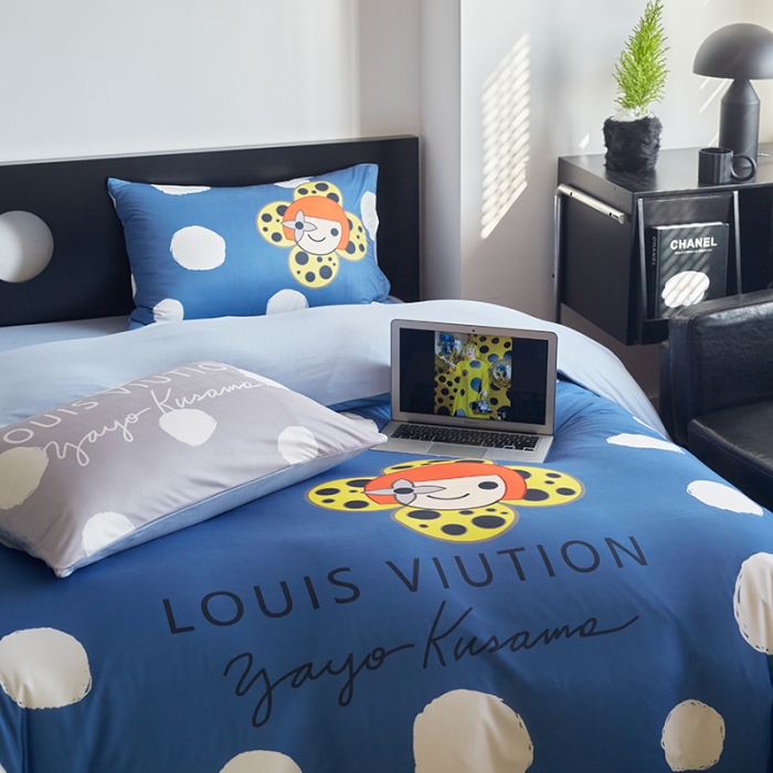 91家纺网 家纺一手货源 找家纺 花沐2023新款全棉针织棉四件套 波点兰