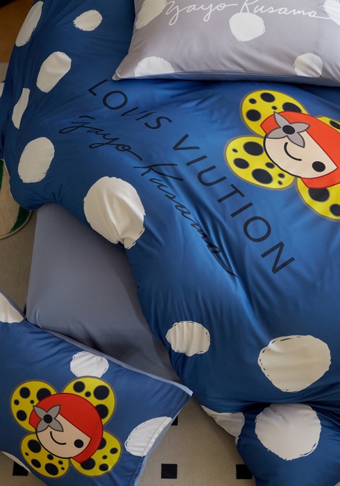 91家纺网 家纺一手货源 找家纺 花沐2023新款全棉针织棉四件套 波点兰