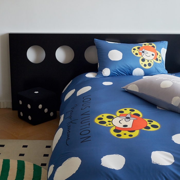 91家纺网 家纺一手货源 找家纺 花沐2023新款全棉针织棉四件套 波点兰