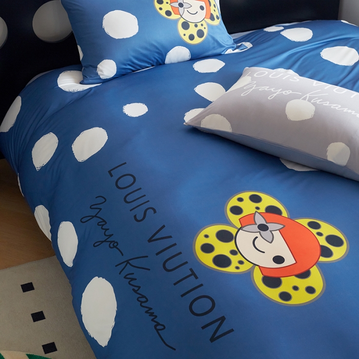 91家纺网 家纺一手货源 找家纺 花沐2023新款全棉针织棉四件套 波点兰