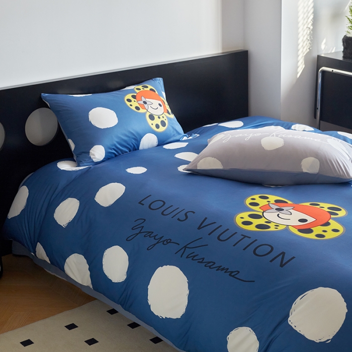 91家纺网 家纺一手货源 找家纺 花沐2023新款全棉针织棉四件套 波点兰