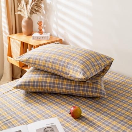 91家纺网 家纺一手货源 找家纺 （总）九沐良品 新款A类色织水洗棉四件套-单品枕套