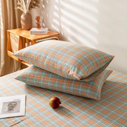 91家纺网 家纺一手货源 找家纺 （总）九沐良品 新款A类色织水洗棉四件套-单品枕套