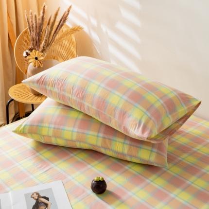 91家纺网 家纺一手货源 找家纺 （总）九沐良品 新款A类色织水洗棉四件套-单品枕套