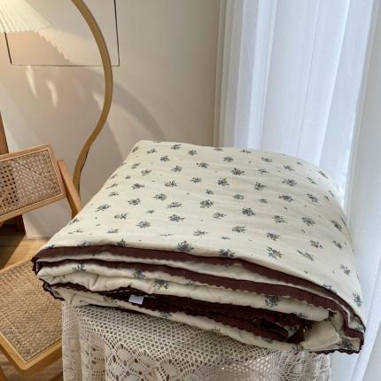 91家纺网 家纺一手货源 找家纺 源启生活 2023花边法式复古风双层纱夏被全棉夏凉被纯棉空调被 苏木