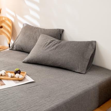 九沐良品 新款A类色织水洗棉四件套-单品枕套 深灰+浅灰