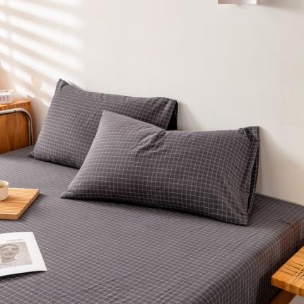 九沐良品 新款A类色织水洗棉四件套-单品枕套 新灰格