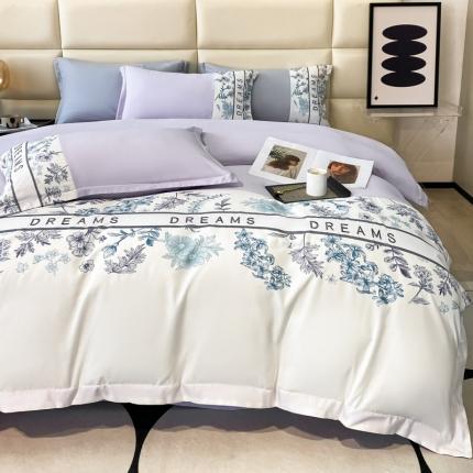 91家纺网 家纺一手货源 找家纺 索飞特 2023新款洛卡棉印花刺绣四件套 馨洛-紫