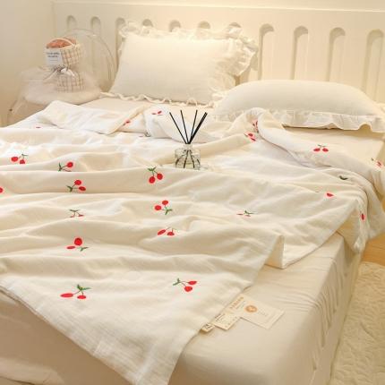 91家纺网 家纺一手货源 找家纺 （总）木楌 2025年新款双层皱皱纱刺绣款夏被大豆被