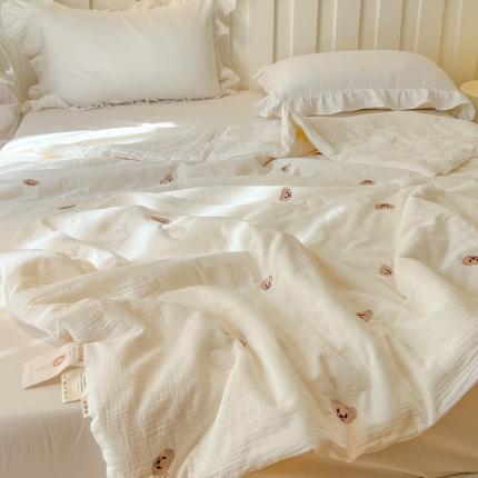 91家纺网 家纺一手货源 找家纺 （总）木楌 2025年新款双层皱皱纱刺绣款夏被大豆被