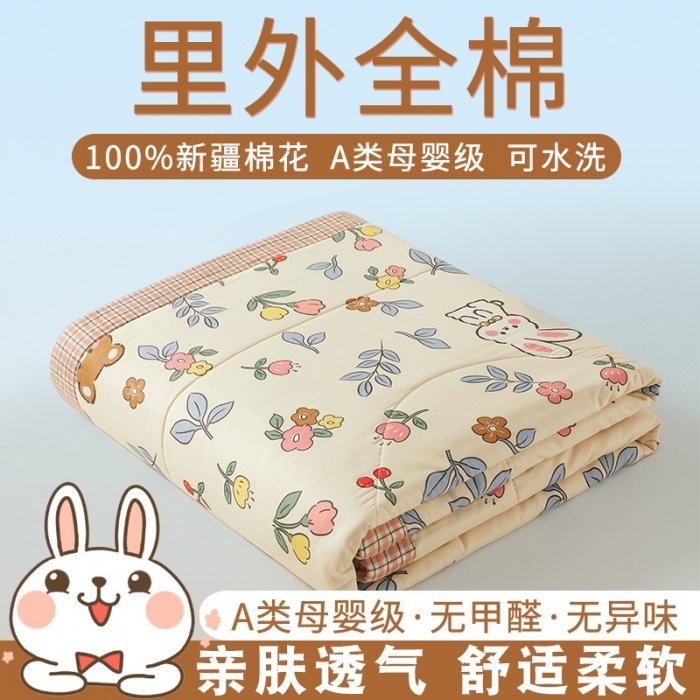 91家纺网 家纺一手货源 找家纺 总 梦初语2023新款里外100%纯棉印花新疆棉花夏被单人棉花被可机洗