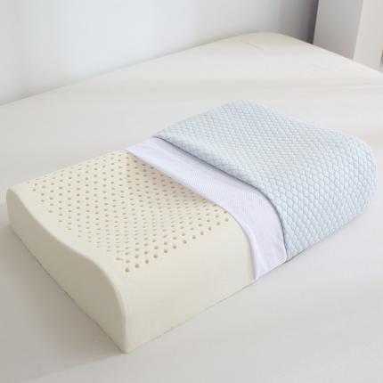91家纺网 家纺一手货源 找家纺 2025新款成人儿童乳胶枕颗粒按摩乳胶枕A品乳胶枕芯枕头 天空兰-平面款