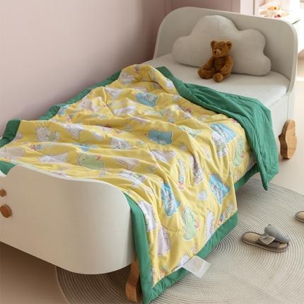 91家纺网 家纺一手货源 找家纺 艾佳宝贝 2024新款春夏洛卡棉儿童夏被 happy 恐龙