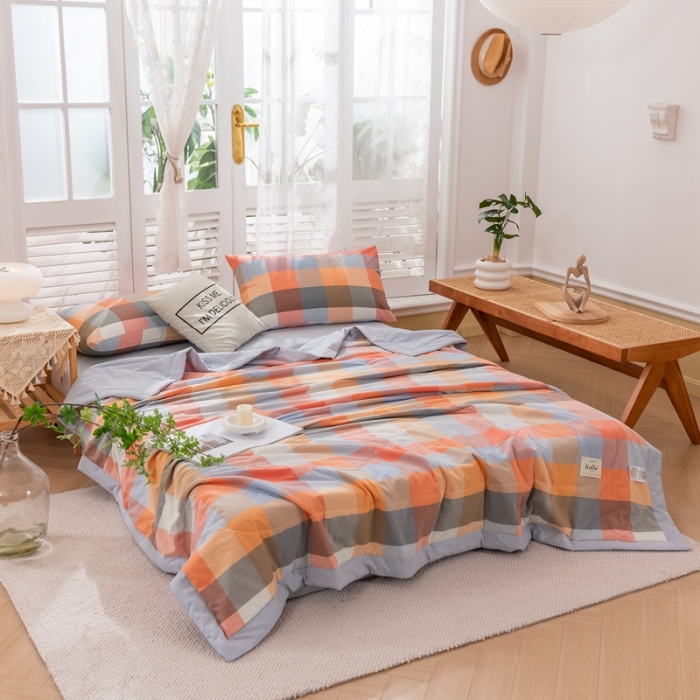 91家纺网 家纺一手货源 找家纺 简色坊 2023新款水洗棉夏被 缤纷格