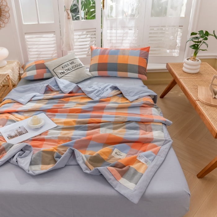 91家纺网 家纺一手货源 找家纺 简色坊 2023新款水洗棉夏被 缤纷格