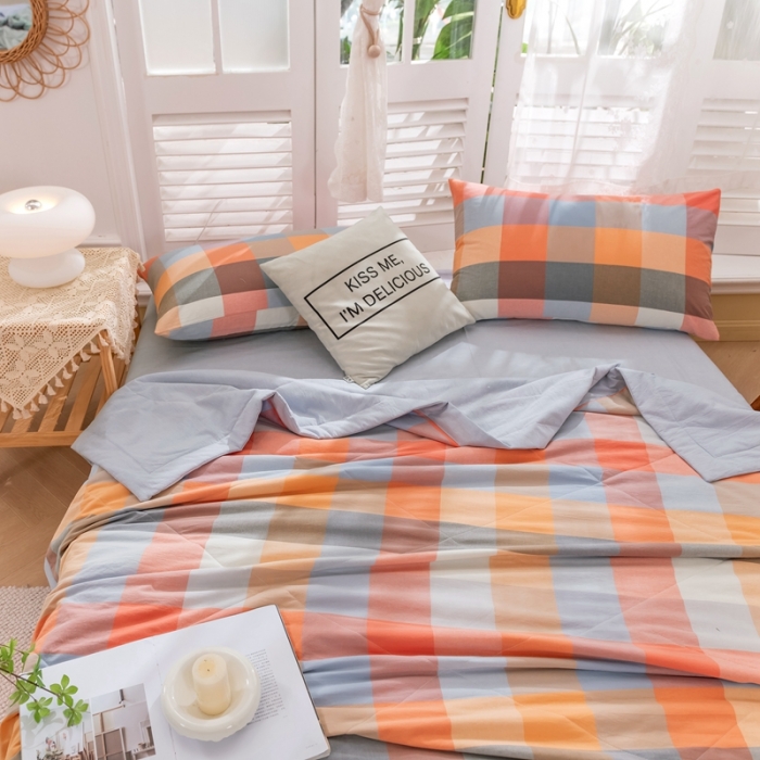 91家纺网 家纺一手货源 找家纺 简色坊 2023新款水洗棉夏被 缤纷格