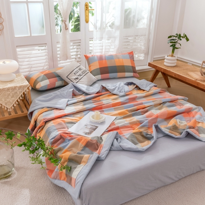 91家纺网 家纺一手货源 找家纺 简色坊 2023新款水洗棉夏被 缤纷格