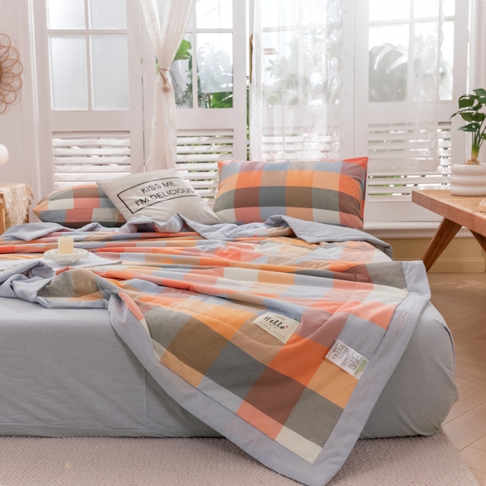 91家纺网 家纺一手货源 找家纺 简色坊 2023新款水洗棉夏被 缤纷格