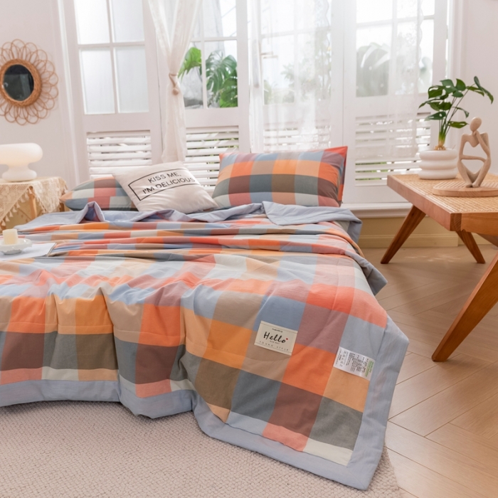 91家纺网 家纺一手货源 找家纺 简色坊 2023新款水洗棉夏被 缤纷格