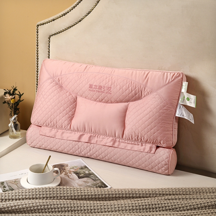 91家纺网 家纺一手货源 找家纺 2023爱来伊草本牵引荞麦枕 粉