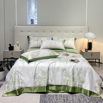 91家纺网 家纺一手货源 找家纺 澳梵家居 2023新款3M工艺雪莲天丝夏被四件套 山中来信